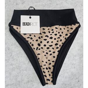 Beach Riot Swimwear Bikini Bottom, Highway Swim, Ribbed, Cheetah, New, Sz XS